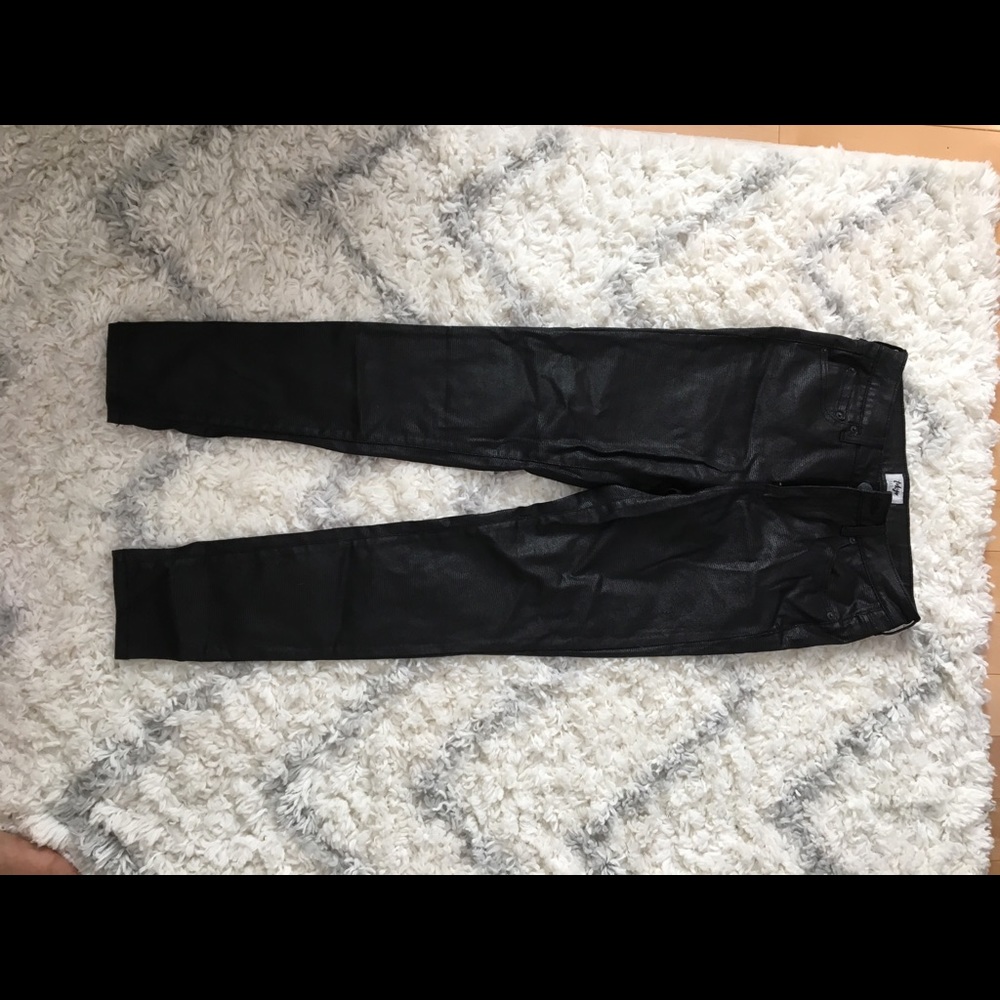 Leather high waisted skinny jeans